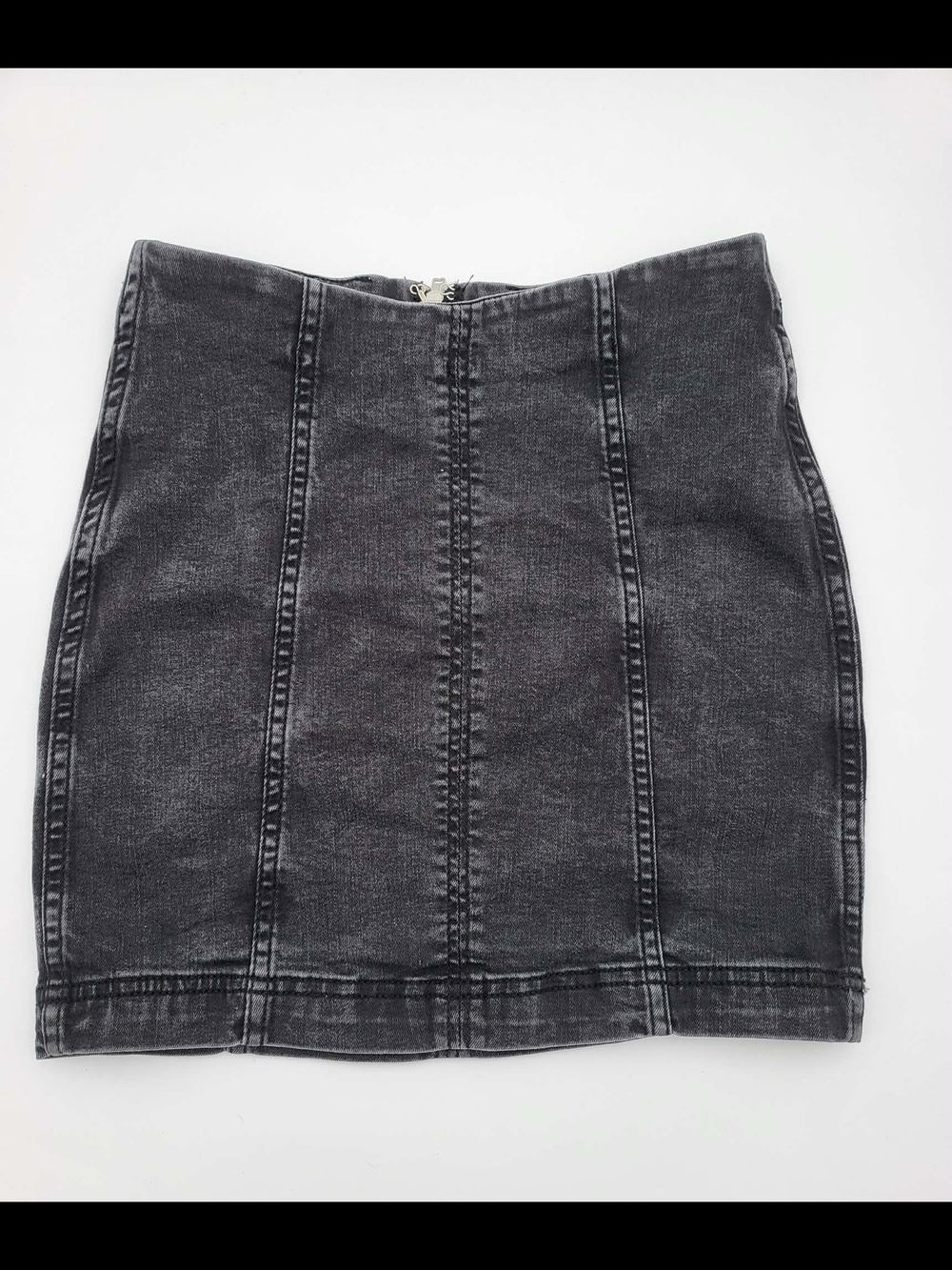 Free People Black Washed Denim Pencil Skirt
